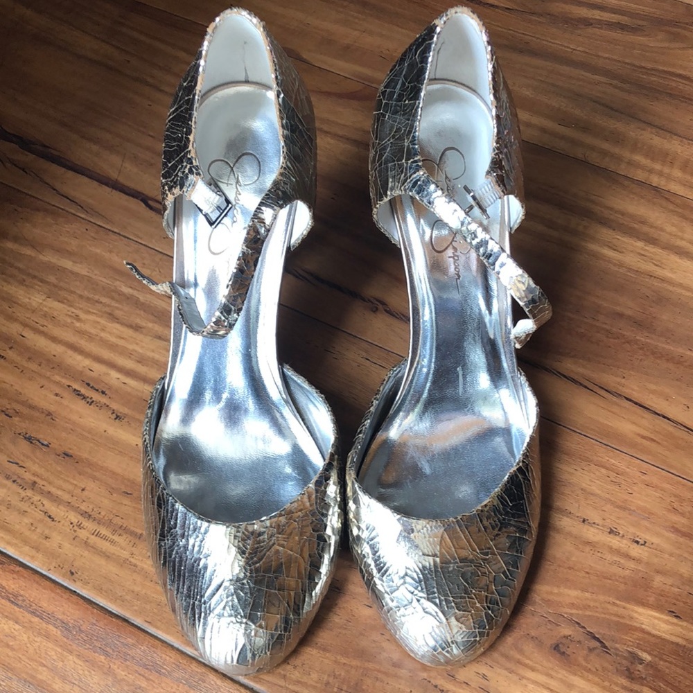 Silver/Gold Jessica Simpson 4 1/2” Heels